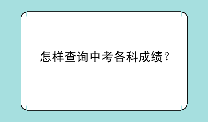 怎样查询中考各科成绩？