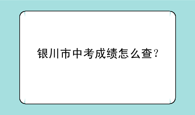 银川市中考成绩怎么查？