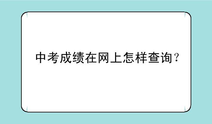 中考成绩在网上怎样查询？