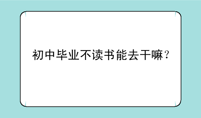 初中毕业不读书能去干嘛？